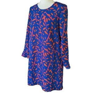 New Buckhead Bettie Shift Mini Dress Royal Blue Printed Size Medium Floral